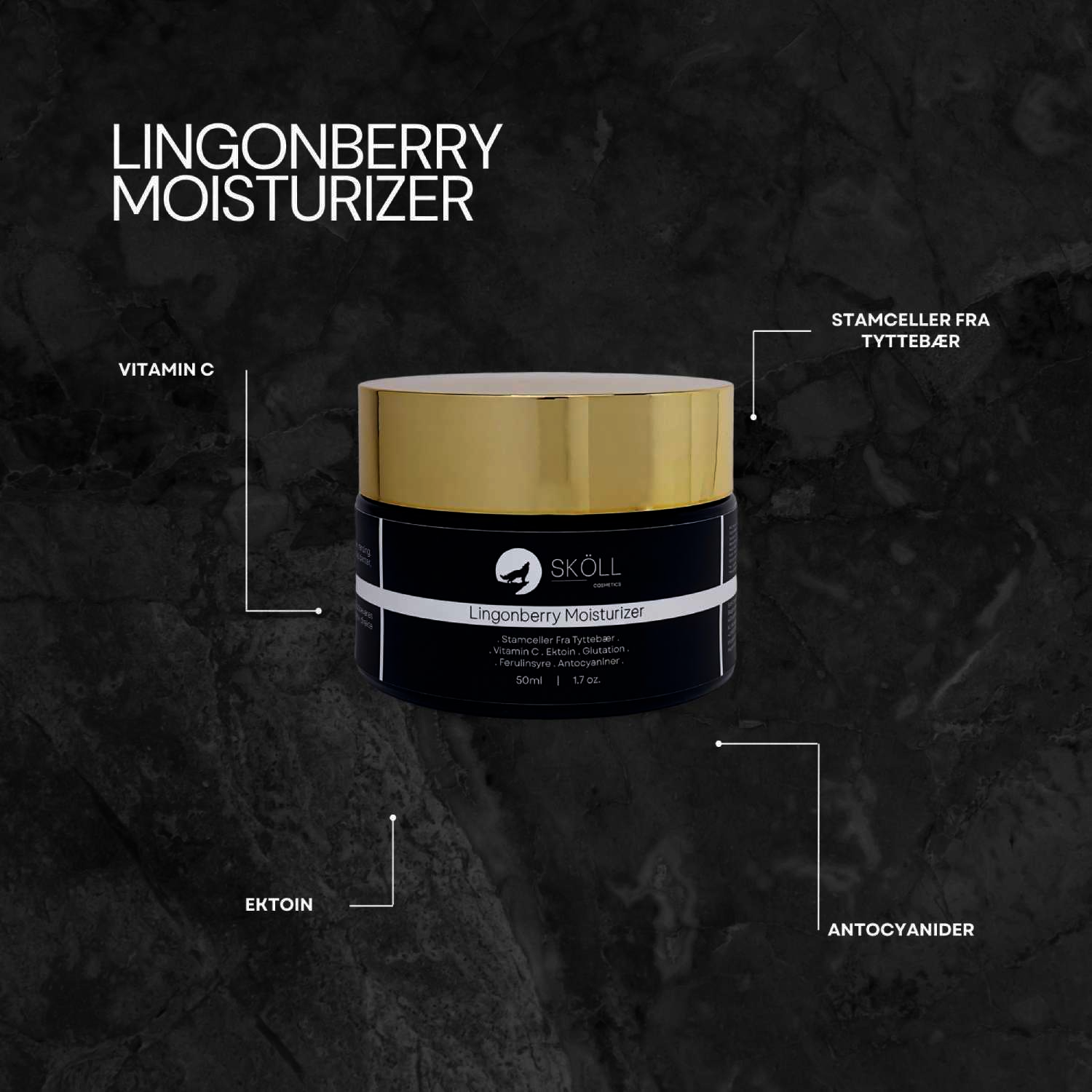 Sköll Cosmetics Lingonberry Moisturizer naturlig fuktighetskrem menn hovedingredienser