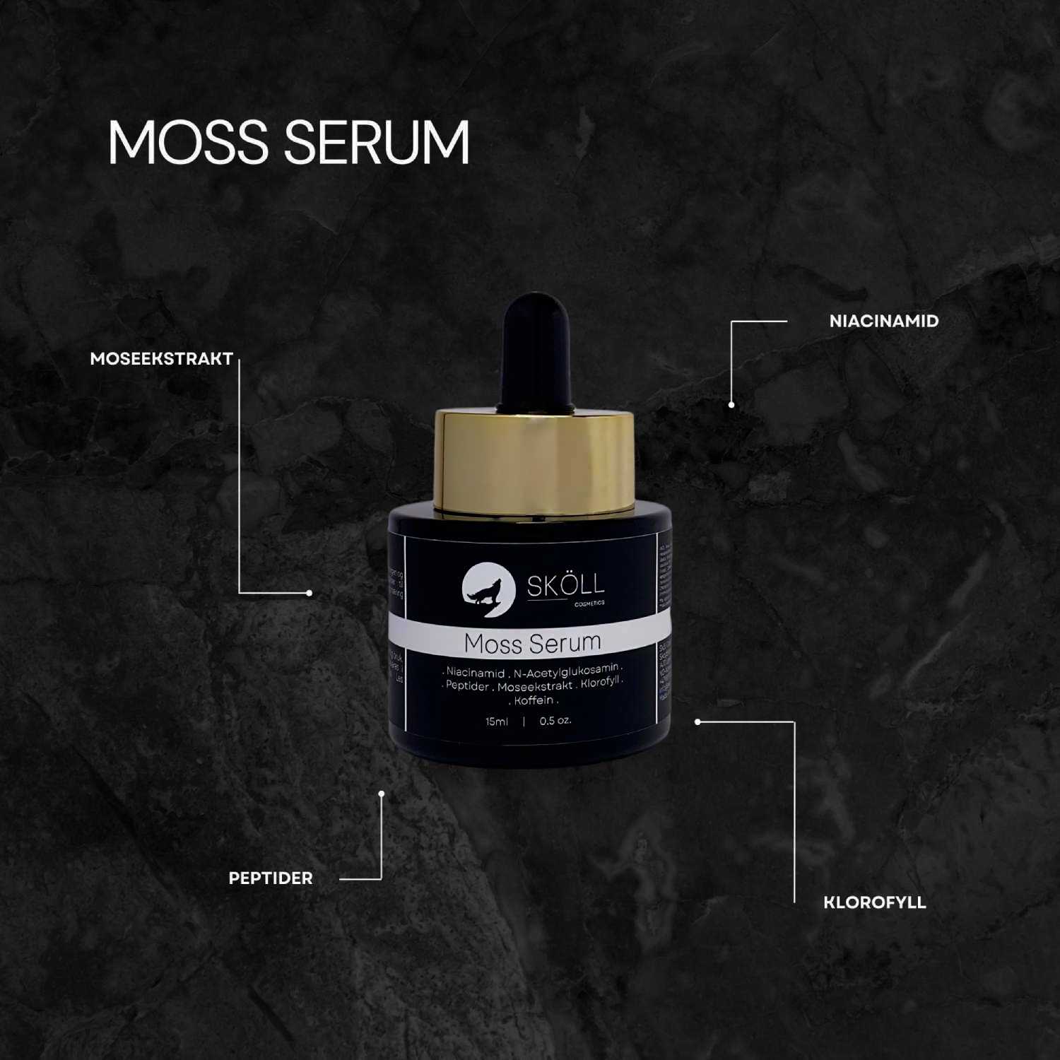 Sköll Cosmetics Moss Serum naturlig serum menn hovedingredienser